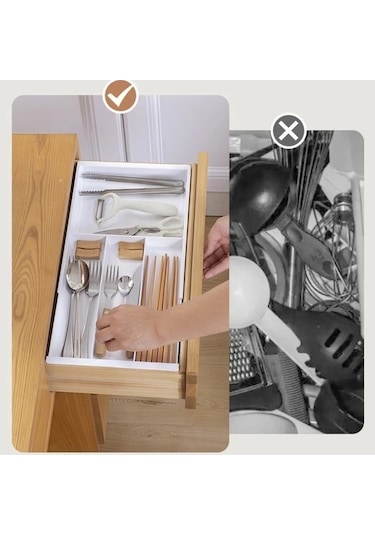 Trendooze Gaojunshop01 Beyaz 1 Adet Çekmeceli Genişletilebilir Organizatör Mutfak Kozmetik Kutusu Beyaz