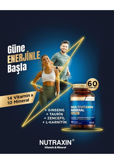 Nutraxin Multivitamin Mineral Energy Tıredness Fatıgue2x60 Tablet