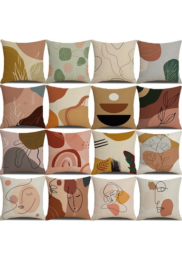 Yeni Sade Tarzda Baskılı Yastık Kılıfı No.09 Ekru