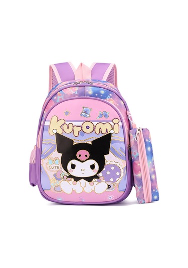 Şık Altın Kaplama Çocuk Okul Çantası Anaokulu İlkokul Öncesi Kırtasiye Çantası Çocuklar İçin Karikatür Sırt Çantası 14 İnç Bronzlaştırıcı Kuromi