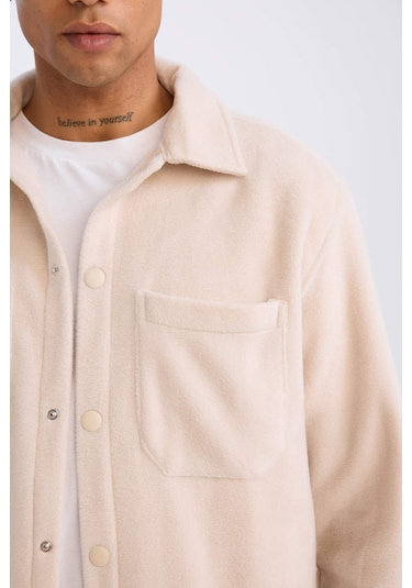 DeFacto Relax Fit Polar Uzun Kollu Gömlek A4782AX24WNBG721 Bej