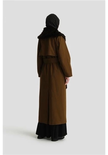 Armine Seyar Kürklü Pardesü 24k8001 Haki Haki