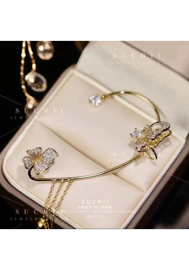 Wezone Gümüş Renkli, Taşlı Kelebek Desenli, Dikişsiz Telli Küpe, Kadınlar İçin Modern Ve Şık Aksesuar, Her Zaman Elbette Uygun Diğer