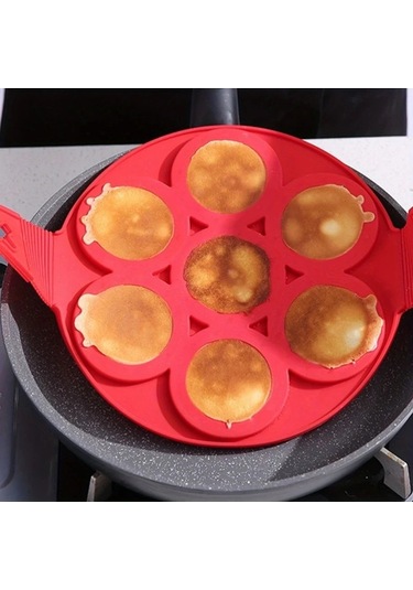 Sunshine011 Kırmızı Multi-şekilli Silikon Pankek Kalıbı - Yapışmaz Yeniden Kullanılabilir Kolay Çıkan Dayanıklı Mutfak Gereci