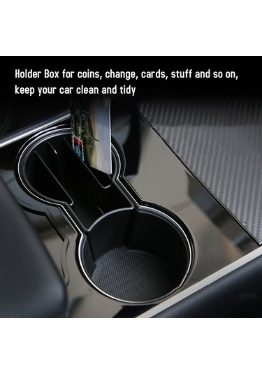 Neevoyu Tesla Model 3 İçin Abs Malzeme Araç İç Depolama Kutusu, Paralar Kartlar Küçük Eşyalar İçin Bölümlü Organizatör, Merkezi Konsol Dekorasyon Aksesuarı
