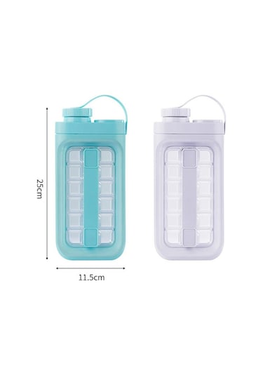 2'si 1 Arada Buz Küpü Kalıp Su Isıtıcısı Taşınabilir 17 Izgaralı Buz Yapıcı Şişesi Bpa İçermez, Fda Sertifikası Yok - Beyaz