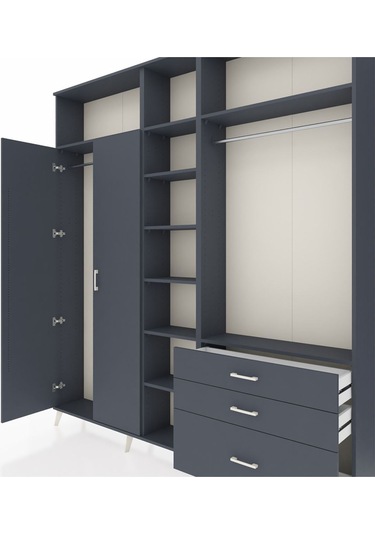 Arges Dolap 9 Raflı 3 Çekmeceli 2 Askılı 220x30x243 Antrasit-antrasit/antrasit Antrasıt/antrasıt Arges Dolap 9 Raflı 3 Çekmeceli 2 Askılı 220x30x243 Antrasit-antrasit/antrasit Antrasıt/antrasıt