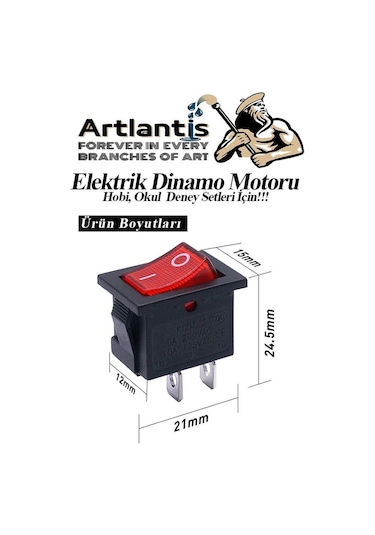 Mini Anahtar Arapuar Çıtçıt Anahtar 10 Adet Elektrik Devresi İçin Açma Kapama Düğmesi On / Off Kırmızı Siyah Anahtar