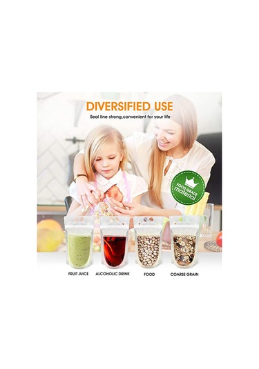 Suntek 100 Adet El Tipi İçecek Torbaları Fermuarlı Meyve Suyu