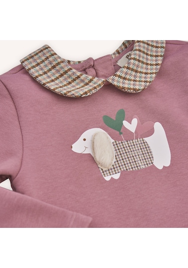 Kız Çocuk Bebe Yakalı Örme Elbise Gül Kurusu 2421gb26009-4883 001