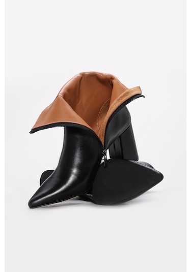 Hakiki Deri Kadın Kalın Topuklu Bot 215dza3211 Siyah