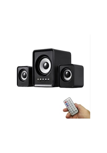 FT202BT 2+1 Bluetoothlu Kumandalı Mini Masa Üstü Hoparlör Siyah