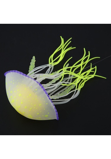 Qingmipy Lemon Sarı Simülasyonlu Flüoresan Medusa: Silikon Malzeme Akvaryum Dekorasyonu - Doğal Görünüm, Su Ve Balık Dostu, Kolay Kurulum