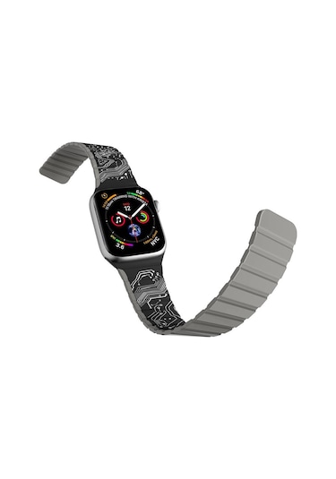 Watch Ultra 49mm Uyumlu Kordon Youngkit Technology Magnetik Tak Çıkar Silikon Strap Kayış Siyah