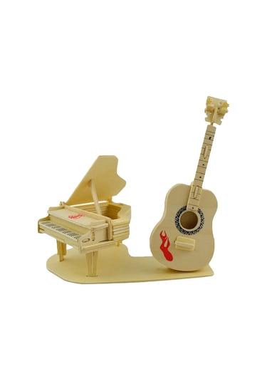 Ahşap Piano Ve Gitar 3d Bulmaca Puzzle Yapboz 50 Parça - Fc334