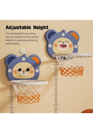 Ranyeek Çocuklar İçin Ayarlanabilir Yükseklikte Basketbol Potası Sessiz Top Hediyeli, Duvar Montajlı, 1-6 Yaş