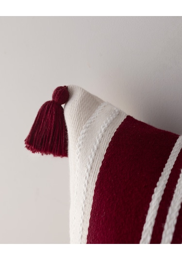 Madame Coco Virlet Kırlent Kılıfı - Kırmızı/bej - 45x45 Cm Kırl0000000073