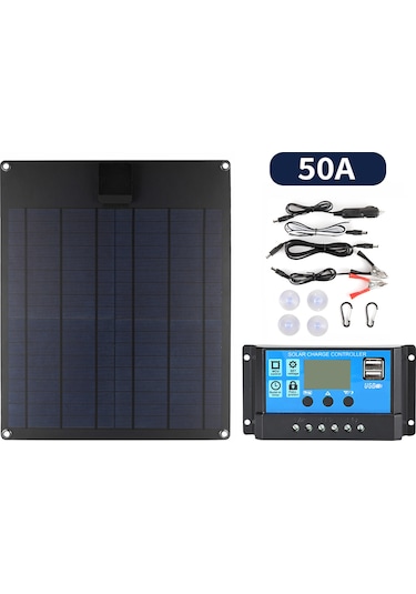 Vkemall Taşınabilir 300w Esnek Güneş Paneli Seti - 50a Kontrolcülü, Çift Usb Şarj Portlu, 12v Araçlar Ve Telefonlar İçin