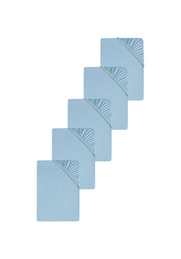 5 Adet Düz Pamuklu Tek Kişilik 80 X 200 X 30 Cm Lastikli Penye Çarşaf Mavi