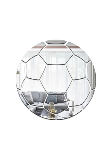 Sones 30cm Futbol Akrilik 3d Duvar Çıkartmaları Kendinden Yapışkanlı Ev Arka Plan Duvar Dekorasyonu Ayna Macunu Gümüş