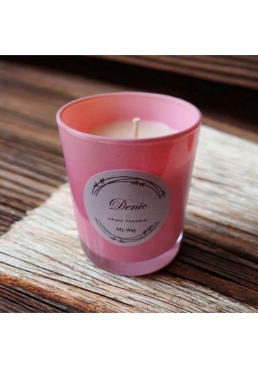 Denic Kokulu Mum Pembe Cam Bardak Mayy Wayy 9*7 Çap