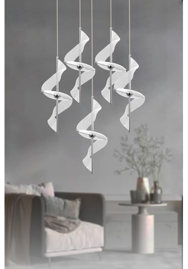 Eray Aydınlatma 8270-4+1 5li Krom Sarkıt Led Avize Krom