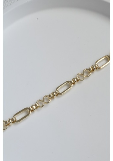 Demokan Kararmaz 14k Altın Renk Vip Seri İthal Elips Sonsuzluk Zincir Bileklik Altın