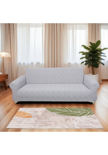 StarMall Jakarlı Ağaç Kabuğu Koltuk Örtüsü, Kanepe Örtüsü, Chester Örtüsü Koltuk Kılıfı 3 Kişilik Bir Adet Taş Gri