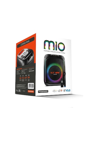 Powerway MIO Taşınabilir Mikrofonlu 40 W Parti Karaoke Kumandalı Bluetooth Hoparlör Led Işıklı
