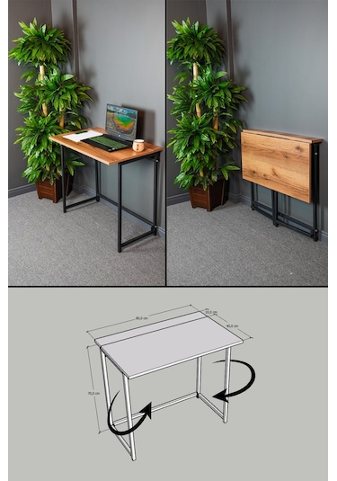 Katlanır Çalışma Masası 50X80 Cm Bilgisayar Mutfak Katlanır Masa Ceviz