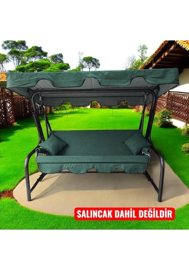 3 Kişilik Salıncak Lüks Kılıf Seti 10cm Süngerli Yeşil