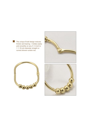 12 Paket Geniş Duş Perdesi Halkası Kanca Seti, Duş Çubukları İçin, Altın Diğer
