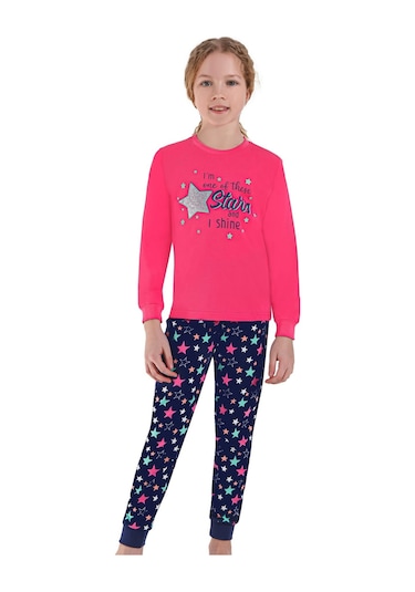 Ersoy 758gu Kız Çocuk Garson Boy Uzun Kollu Pijama Takımı-fuşya Fuşya