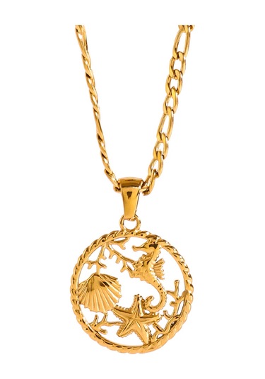 Paslanmaz Çelik Okyanus Serisi Kolye Yüksek Kaliteli İns Mücevher 18 Ayar Altın Kaplama Deniz Kabuğu Kolye Ucu Diğer