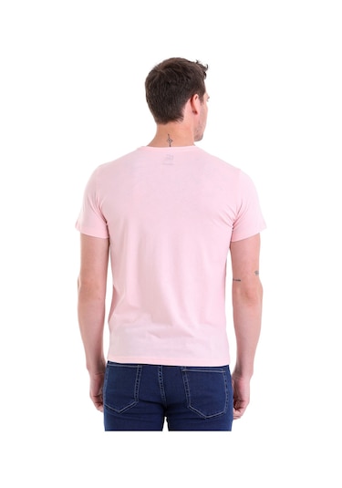 Hatemoğlu Regular Fit Pamuk Bisiklet Yaka Düz Erkek Tişört Pembe