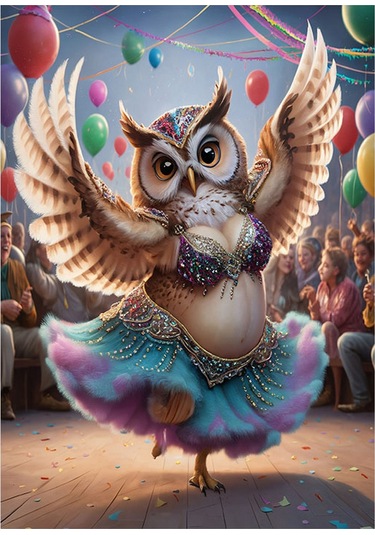 Dansöz Baykuş Desenli Mdf Tablo 35cm X50cm