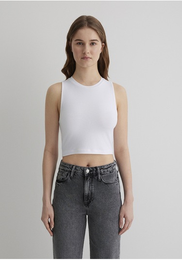Mavi - Beyaz Crop Top 1610786-620 Beyaz