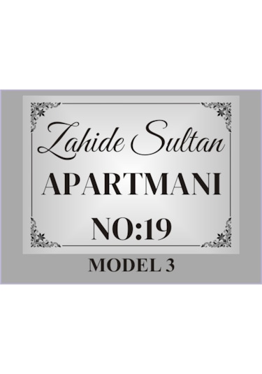 Apartman Isim Tabelası , Aliminyum Aynalı Metal Levha , 19x26cm