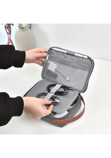 Fochsia Gri Seyahat Organizer Çantası Kablolar Şarj Cihazları İçin Dayanıklı