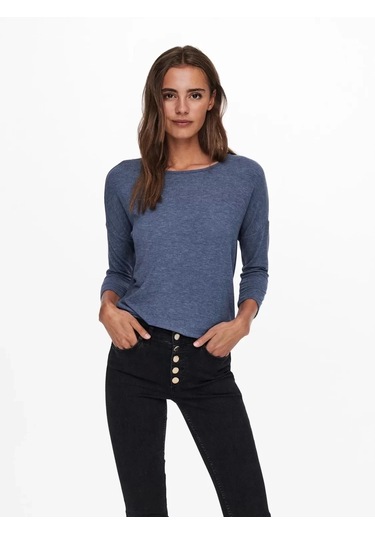 Only 15157920 Genis Yaka Dirsek Kol Kadın Body - Lacivert Lacivert