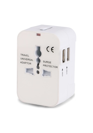 Geeroyoo Evrensel Seyahat Şarj Adaptörü - Çift Usb 2.1a Çarşıyıcı - 110v-250v Evrensel Güç Prizi Beyaz