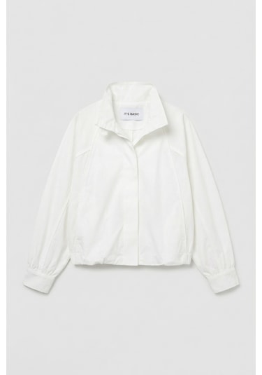 Itsbasic Kadın Beyaz Renk W5 Oversize Özel Organik Kumaş Tasarım Gömlek Ceket