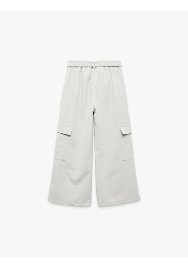 Koton Kemer Detaylı Kapaklı Cepli Geniş Paça Kargo Pantolon Gri 5skg40121aw Gri