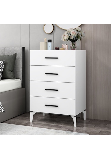 Kale Ayaklı Şifonyer 4ç - Beyaz