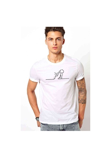La Linea Trt Cizgi Adam Kadın Baskılı Beyaz Erkek Tshirt