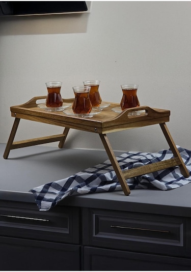 Akasya Tepsi - Açılır Kapanır Ayaklı Tepsi - 50x30 Cm