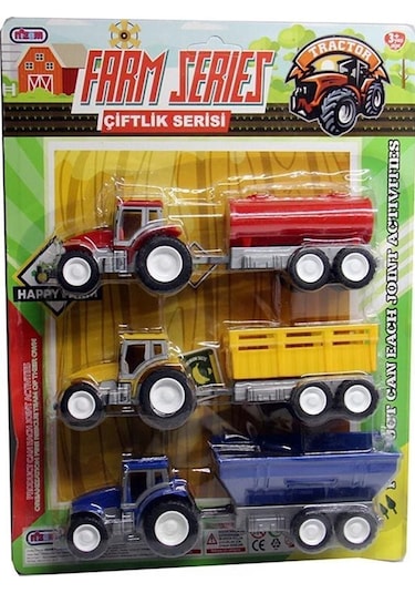 Farm Series Oyuncak Traktör Seti 3'lü Oyuncak Traktör Set Çoklu