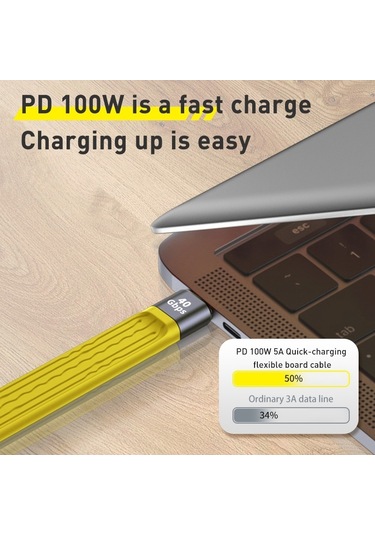 İos Uyumlu 15 Serisi 40gbps Type-c Kadın-erkek Pd 100w Hızlı Şarj Fpc Yumuşak Veri Kablosu, Kablo Uzunluğu: 13.8cm