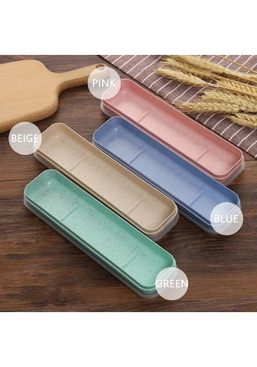 Yeşil 21/24cm Pp Taşınabilir Seyahat Sofra Saklama Kutusu Kasa Gıda Sınıfı Yemek Takımı Çatal Kaşık Kutusu Çocuk Kaşıklık 56639093