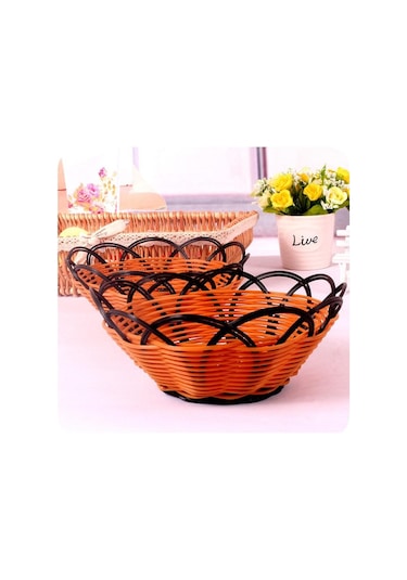 2 Adet El Yapımı Sepet Meyve Aperatifler Tabak Ekmek El Örgüsü Durumda Basit Piknik Saklama Kutusu Ev Diğer